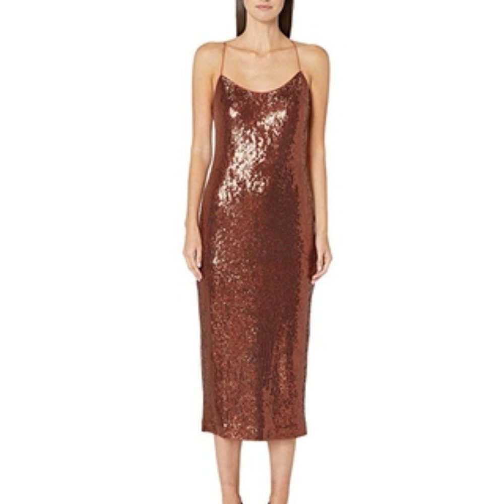 Rachel Zoe Sistine Dark Amber Sequin Dress